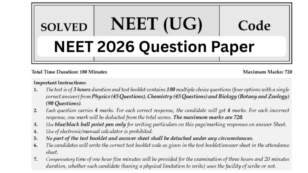  NEET Question Paper Leak 2026